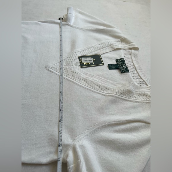 Lauren Active Ralph Lauren Sweater Womens L White V Neck Cotton Preppy Luxury - Picture 6 of 7
